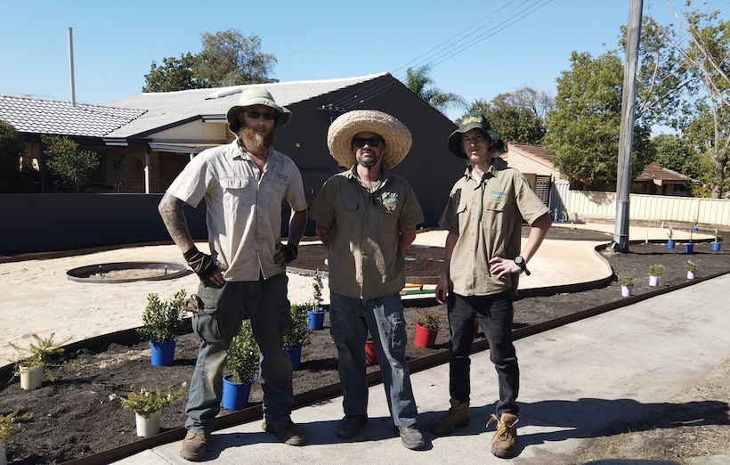 The team at Alessios Gardens working on a residential landscaping project.